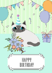 Cat - Birthday Card
