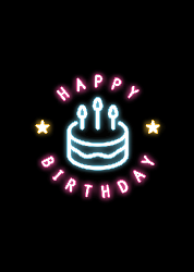 Neon Birthday Cake - 生日卡