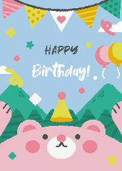 Pink Bear - Birthday Card